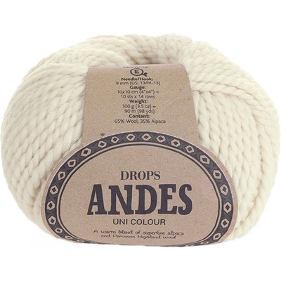 Příze Drops Andes uni colour 0100 - smetanová