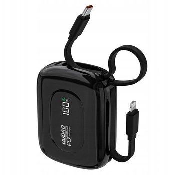 Dudao K32 10000 mAh Power Bank с вграден USB-C/Lightning кабел - черен (6977196682027)