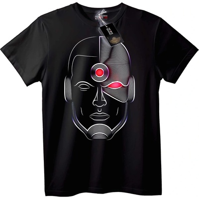 NOONEBRAND Тениска Кибернетично Лице - 2XL, Black