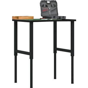 vidaXL Работна маса тъмнокафява Дъб от масивна дървесина (3309698)