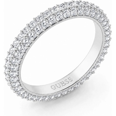 Guess Trblietavý oceľový prsteň so zirkónmi Infinity JUBR04672JWRH