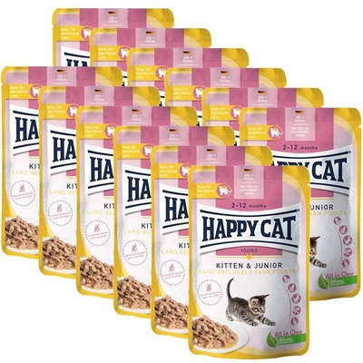 Happy Cat Консерва за котенца и юноши Земно пиле 12 x 85 г