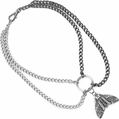 Leather & steel fashion чокър Black and White Death Head- LSF9 70