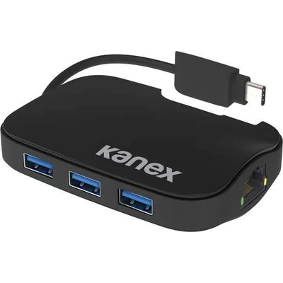Kanex USB-C Hub USB 3.0- Ethernet адаптер и 3-портов USB хъб (разклонител) от USB-C към USB-A за MacBook и компютри с USB-C порт (черен)
