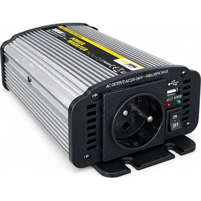 Carspa CAR300-12, 12V/230V, 300W, USB, modifikovaná sinus
