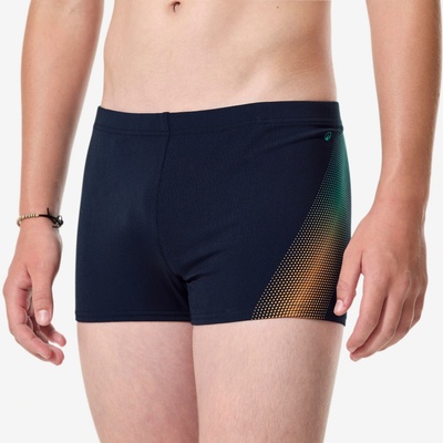 Decathlon Chlapčenské boxerkové plavky Fiti Matrix modro-oranžové