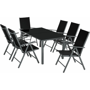 tectake 402166 zahradní hliníkový nábytek 6+1 - tmavo sivá