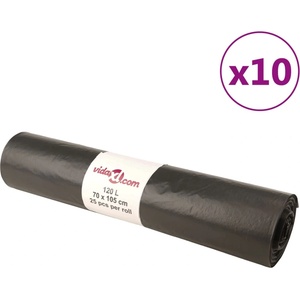 vidaXL Торбички за боклук 250 бр черни 120 л (155340)