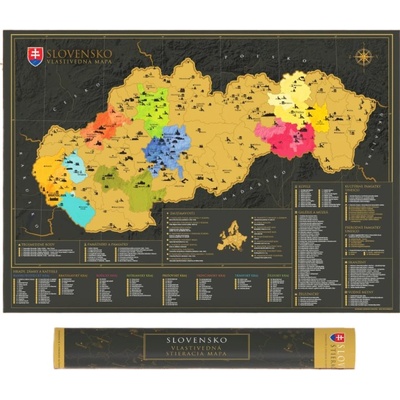 Stírací mapa Slovensko, 84,1 x 59,4 cm – vlastivědná