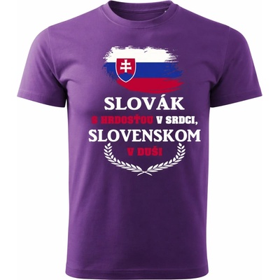 Maverprint tričko Slovák s hrdosťou v srdci Slovensko v duši Fialová
