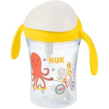 Nuk Неразливаща чаша със сламка NUK - Motion Cup, 230 ml, жълта (10255641)