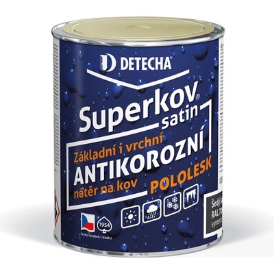 Detecha Superkov Satin 2v1, základní i vrchní barva na kov, pololesk, venkovní i vnitřní, Ral 7016 šedý antracid, 800 g