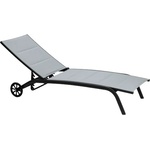 HORECANO HG-Шезлонг 4 позиционен с колела 193x61xh30cm АНТРАЦИТ (40597TF-WHEEL-A) (0195144)