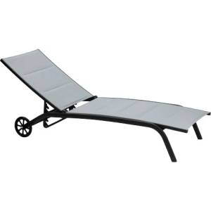 HORECANO HG-Шезлонг 4 позиционен с колела 193x61xh30cm АНТРАЦИТ (40597TF-WHEEL-A) (0195144)