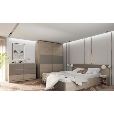 Bogdan Furniture I Спален комплект модел 7071 за матрак 160/200, Мока/Лате