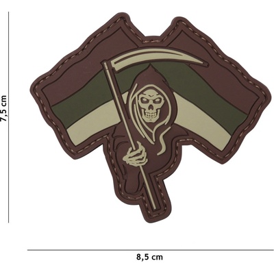 Gumová nášivka 101 Inc vlajka German Reaper - hnedá