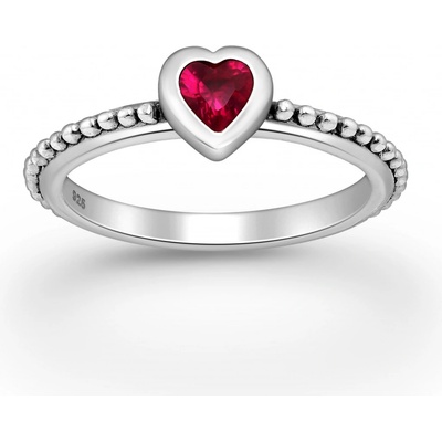 Bangles.cz Prsten Rubínové Srdce stříbro 3039 5