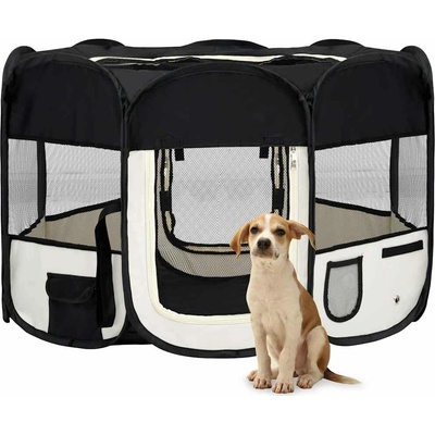 vidaXL Skládací ohrádka pro psy s taškou černá 110 x 110 x 58 cm 9799.171006