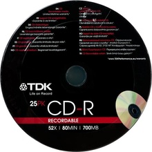 TDK CD-R 700MB 52x, 25ks