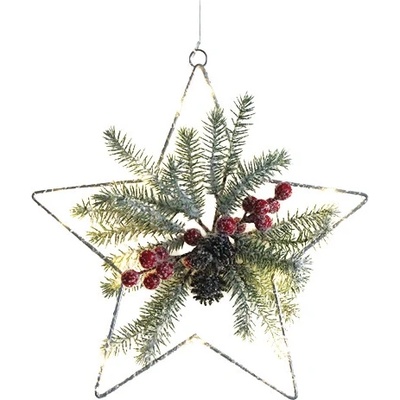 ACA Lighting LED vianočné hviezda do okna s vetvičkou teplá biela na batérie AA