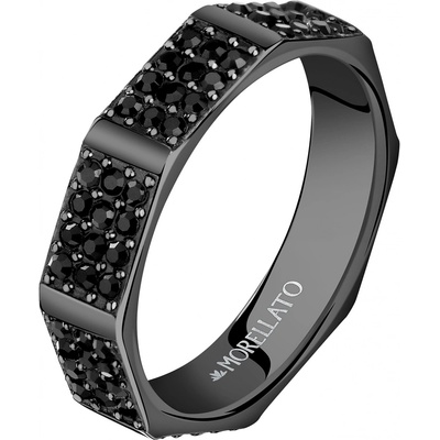 Morellato Nadčasový černý prsten s krystaly Motown SALS84