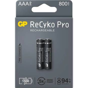 GP Batteries Акумулаторна Батерия GP R03 AAA 850mAh NiMH 85AAAHCB-EB2 RECYKO+ PRO до 1500 цикъла, 2 бр. в опаковка (GP-BR-85AAAHCB-EB2)