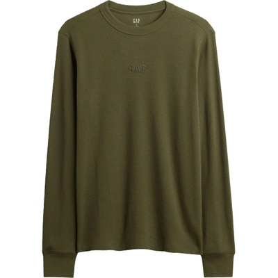 Gap V-FRCH LS Waffle mini logo crew khaki