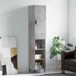 vidaXL Висок шкаф, бетонно сив, 34, 5x34x180 см, инженерно дърво (3198997)