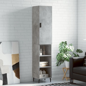 vidaXL Висок шкаф, бетонно сив, 34, 5x34x180 см, инженерно дърво (3198997)