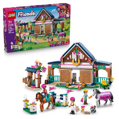Friends horse stable and riding school - learning playset with 3 mini dolls, 2 horse figures, a puppy and care accessories - birthday gift for girls aged 7 and over - 42688