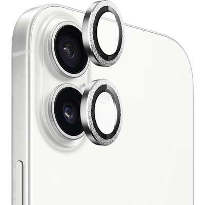 Blueo Протектор - Камера за iPhone 17 - Син - Оригинална метална рамка със стъклени лещи - Сребърен диамант