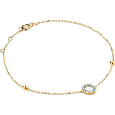 SAVICKI Náramok s príveskom kruh žlté zlato s diamantmi 0.02 ct 18 cm - SAVB08082 Y C