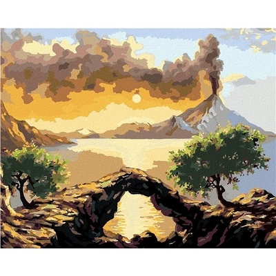 zuty Malování Podle Čísel Krajina S Výbuchem Sopky 40 x 50 Cm Plátno Rám