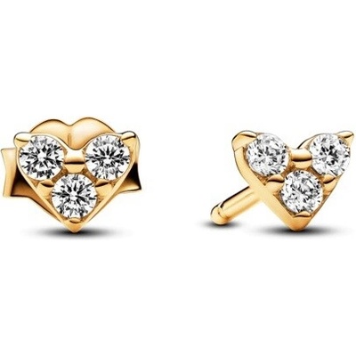 Pandora Pozlátené náušnice Srdiečka so zirkónmi Shine 263003C01