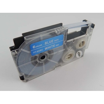 Pro Casio Съвместима лента с Casio XR-6ABU 6mm x 8m бял печат / син фон (XR6ABU)