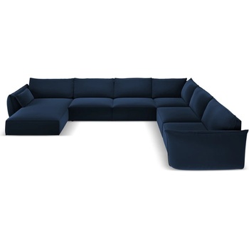 Mazzini Sofa Тъмносин кадифен ъглов диван (десен ъгъл/U форма) Vanda - Mazzini Sofas (MAZ_UR_51_F1_VANDA2)