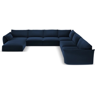 Mazzini Sofa Тъмносин кадифен ъглов диван (десен ъгъл/U форма) Vanda - Mazzini Sofas (MAZ_UR_51_F1_VANDA2)