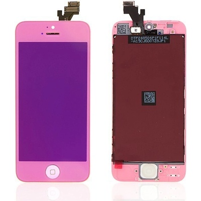 AppleMix LCD panel + dotykové sklo (digitalizátor dotykovej obrazovky) + tlačidlo Domov pre Apple iPhone 5 - pozinkovaná povrchová úprava - ružová