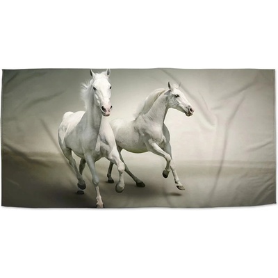 Sablio Ručník s potiskem Dva bílí koně 70 x 140 cm