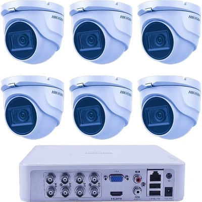 HIKVISION Комплект Видеонаблюдение 6 Куполни Камери 5MP 30m IR 8CH DVR (ZK62130E)