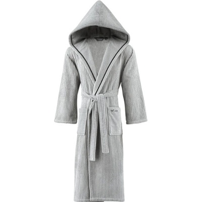 Soft Cotton Unisex župan Stripe s kapucí šedá