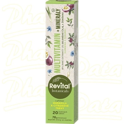 Revital Botanicals Multivitamin + Minerály s bylinnými extrakty rakytník marakuje a citrónová tráva 20 šumivých tablet