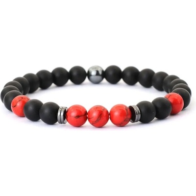 Daniel Dawson pánský náramek Santo Howlit Hematit Onyx NR2200 Červená