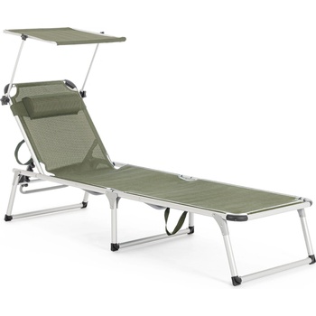 Bizzotto Сгъваем шезлонг с балдахин CAYO 58x193x76 cm. тъмнозелен (0815115)