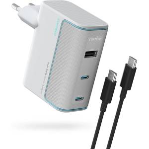CUKTECH Зарядно за мрежа AD1003EU (CKAD1003EUGW) - с включен Type-C кабел, 2x USB-C, USB, 100W, GaN Технология - Cuktech - Бял