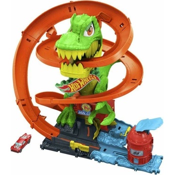 Hot Wheels city T-rex útočí na hasičskú stanicu JBM73