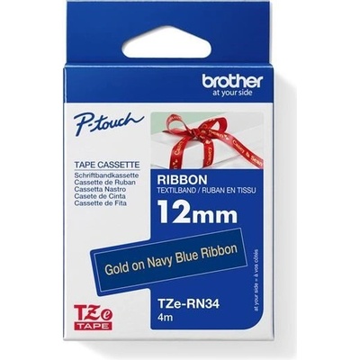 páska BROTHER TZeRN34 zlaté písmo, námornícka-modrá stužková páska Tape (12mm) (TZERN34)