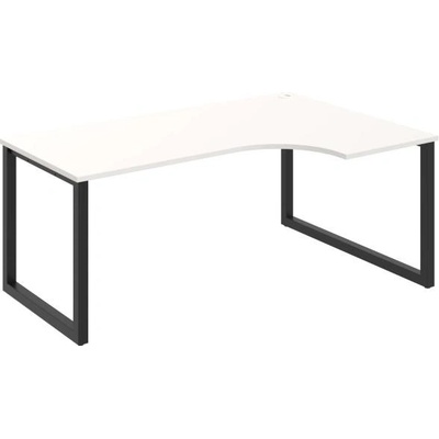 Hobis Pracovný stôl UNI O, ergo, ľavý, 180 x 75,5 x 120 cm, biela/čierna