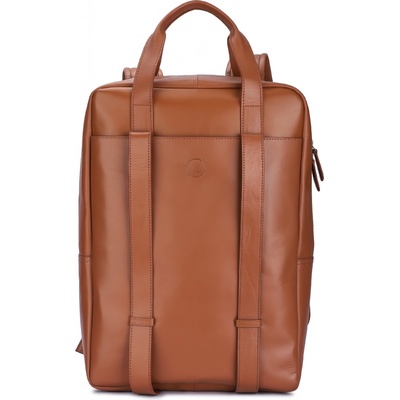 Jaipurleathers městský kožený batoh a aktovka James 2 v 1 karamel 14 l – Zboží Dáma