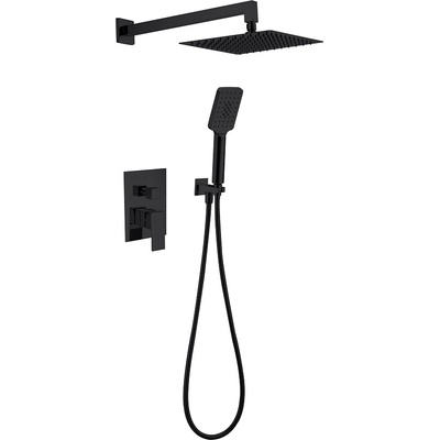 Cascada Душ комплект за вграждане Cascada ZS-C2010A Black с квадратна душ глава и слушалка (3528144)